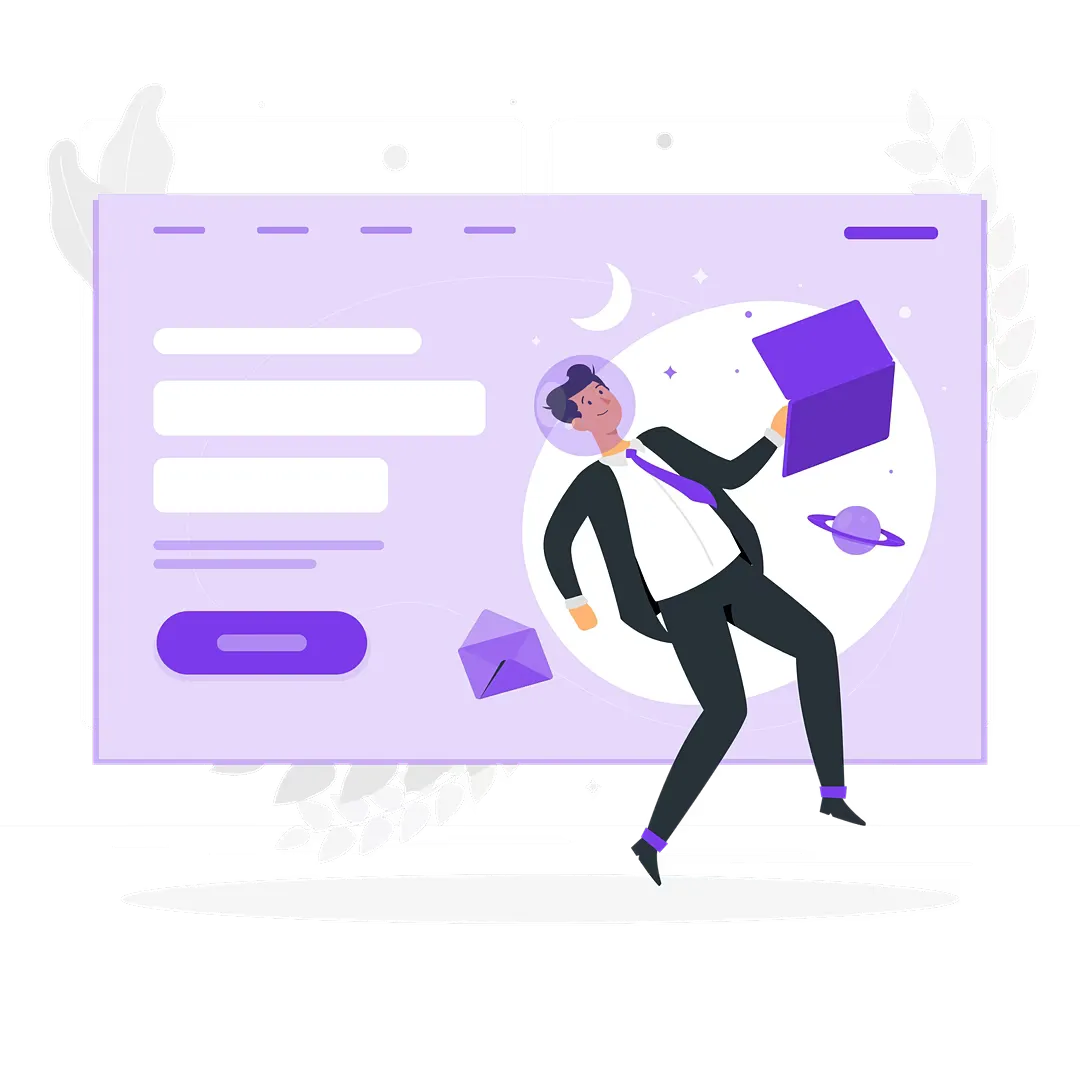 Interface moderna de uma landing page otimizada para conversão, mostrando elementos de call-to-action 
  e design responsivo