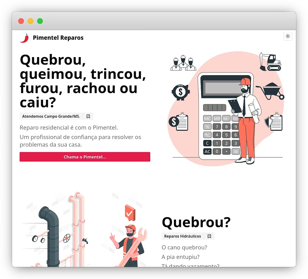 Banner do site Pimentel Reparos